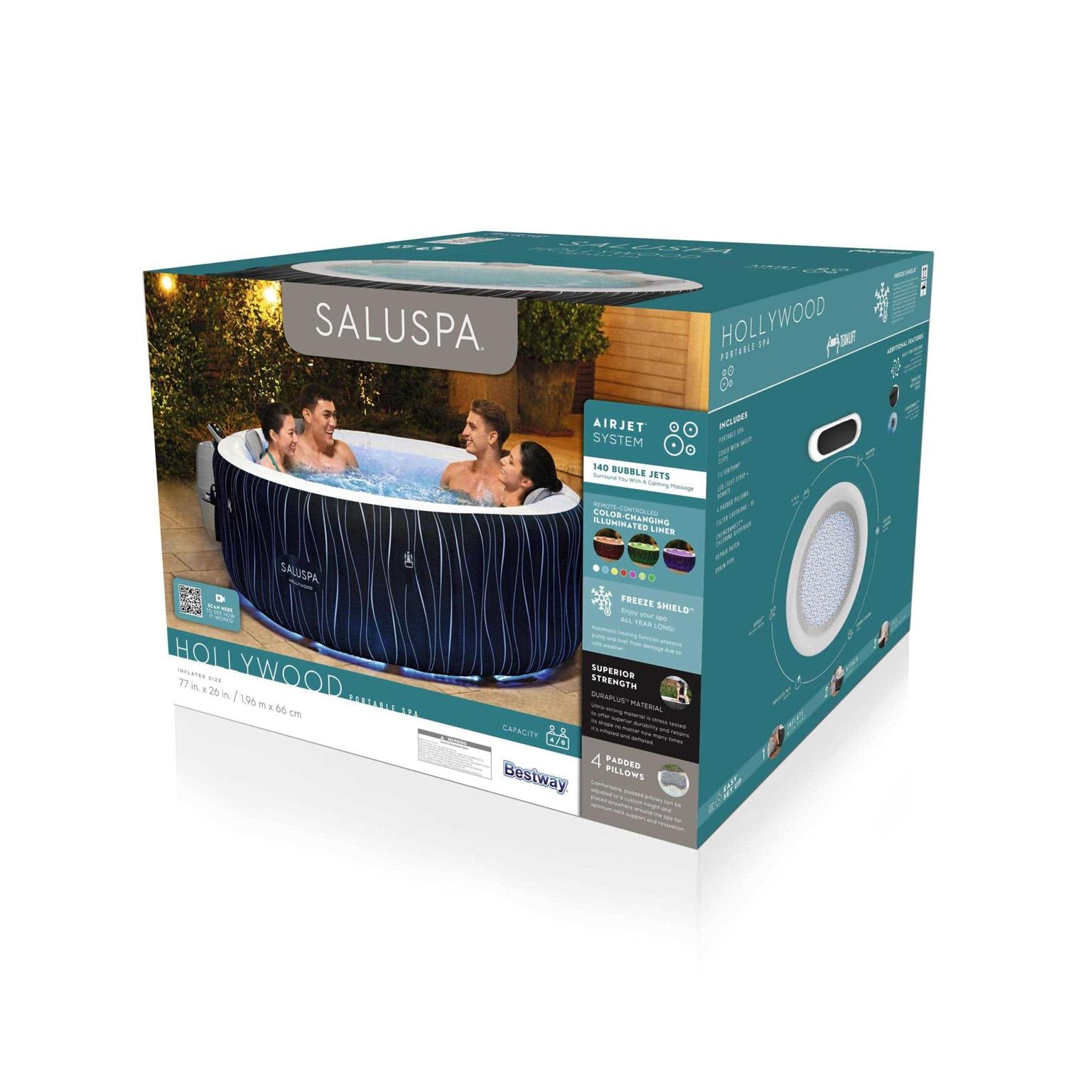 SaluSpa 77 x 26 Hollywood 240 Gal. Iatable Hot Tub with LED Lights