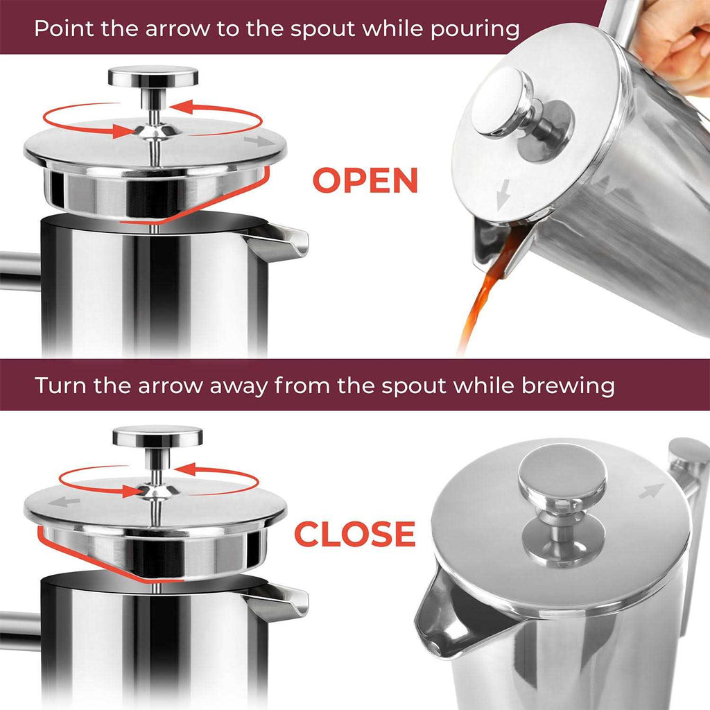 Mueller French Press Double Insulated 310 Stainless Steel Coffee Maker 4 Level Filtration System