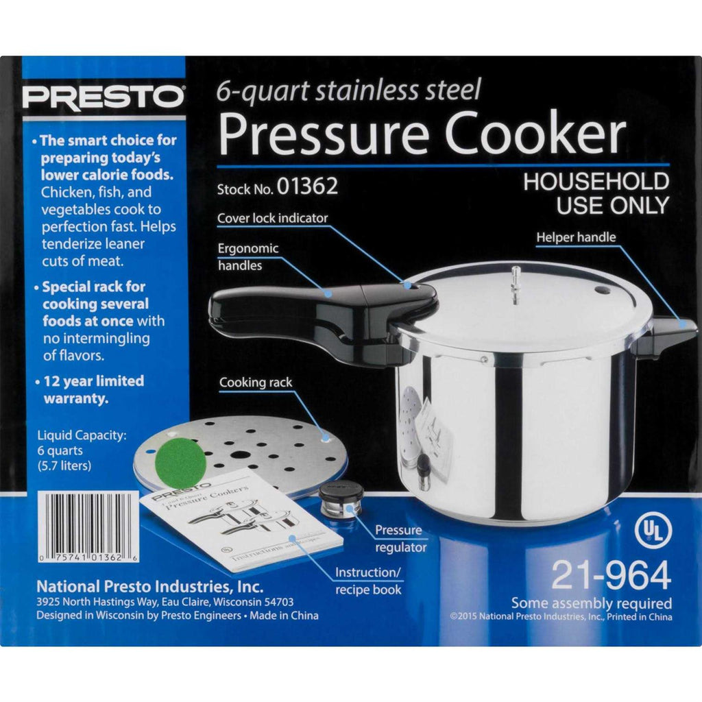 Presto 6 Stainless Steel Pressure Cooker