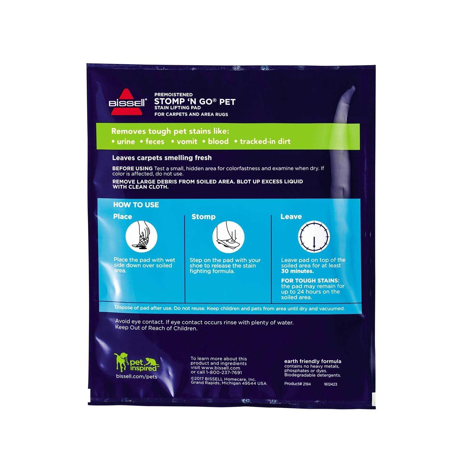 Bissell Stomp ‘N Go Pet Lifting Pads + Oxy for Stain Removal on Carpet & Area Rug Cleaning