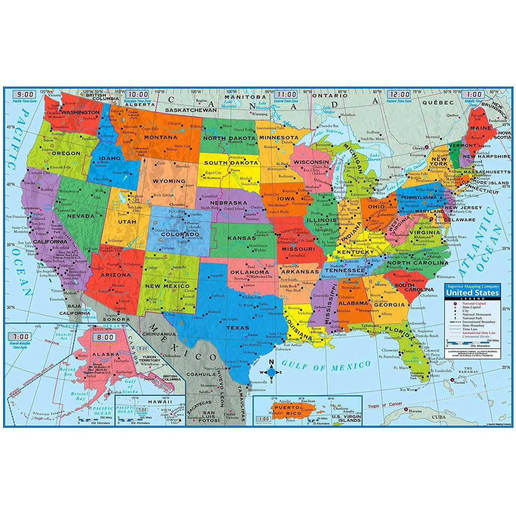 Kappa Superior Mapping Company United States Poster Size Wall Map 40 X 28 With Cities