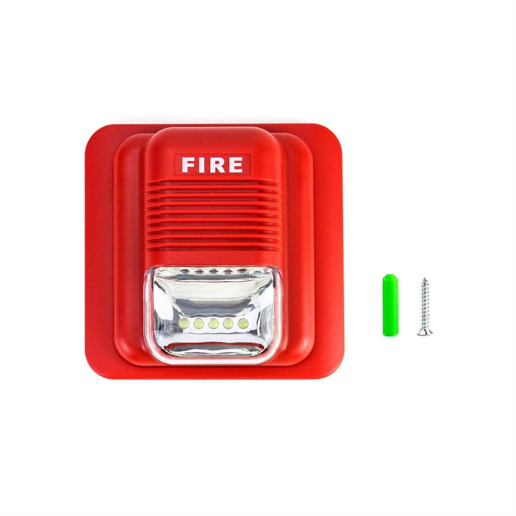Qwork Fire Alarm, 12 24V Dc Wired Sound And Light Fire Alarm Warning Strobe Siren Horn