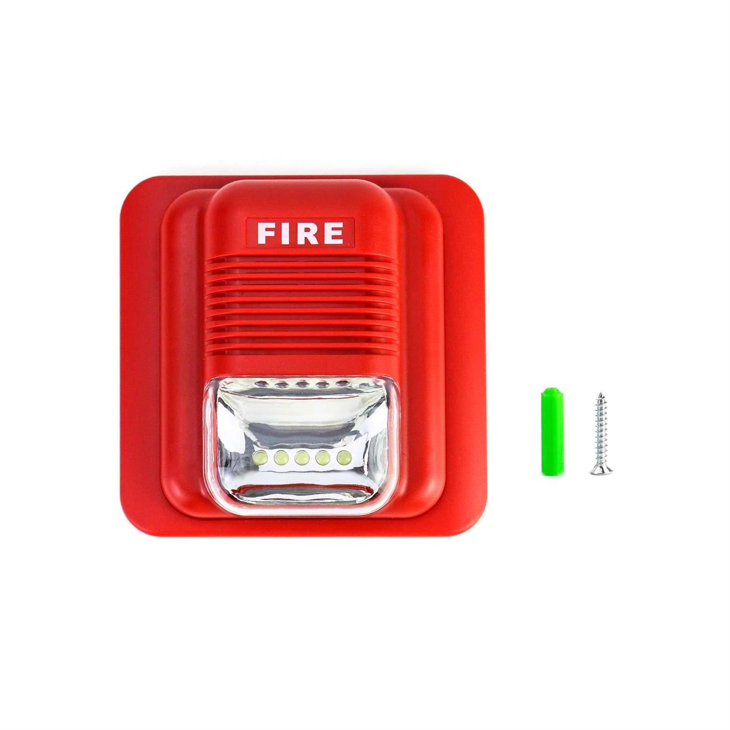 Qwork Fire Alarm, 12 24V Dc Wired Sound And Light Fire Alarm Warning Strobe Siren Horn