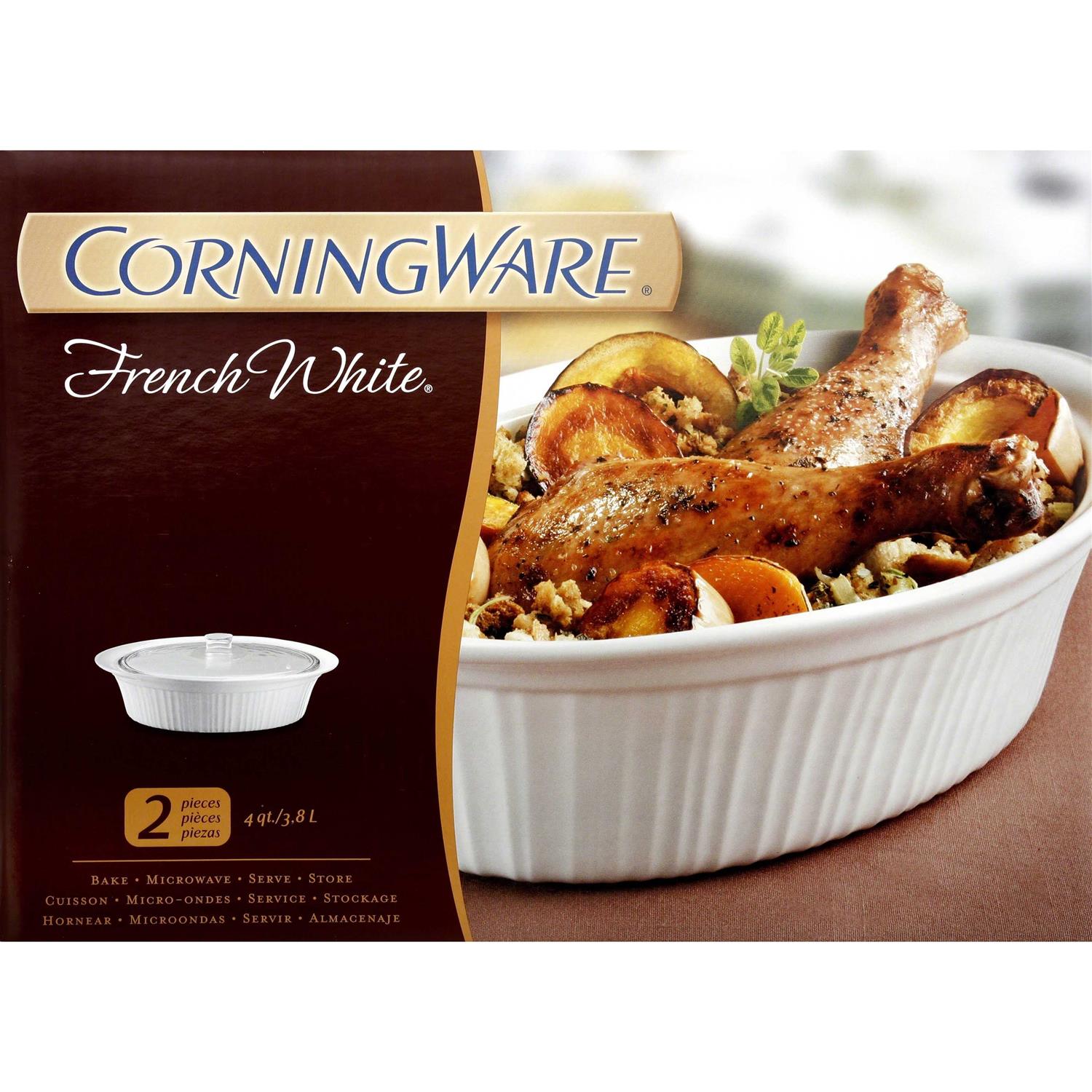 Corningware French White 4 Quart Oval Casserole with Cover