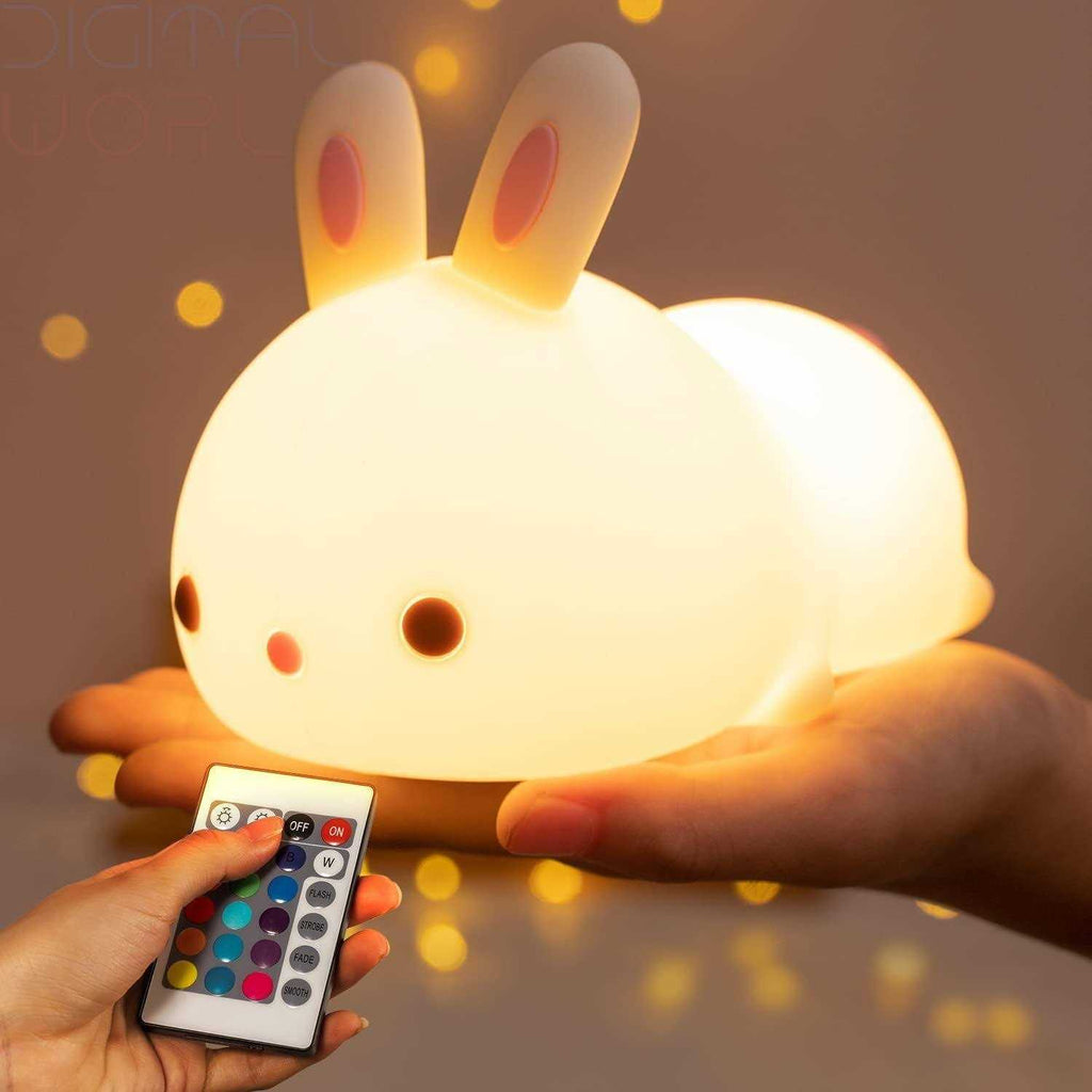 One Fire Night Light for Kids Bunny Cute Lamp,16 Colors Cute Night Light Kids Night Light,Rechargeable Baby Night Light Toddler Night Light