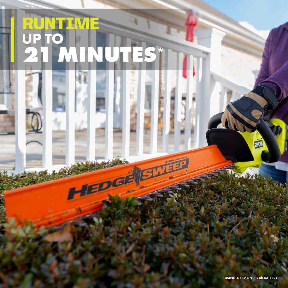 RYOBI ONE+ 18V 22 in. Lithium-Ion Cordless Hedge Trimmer with 2.0 Ah Battery and Charger