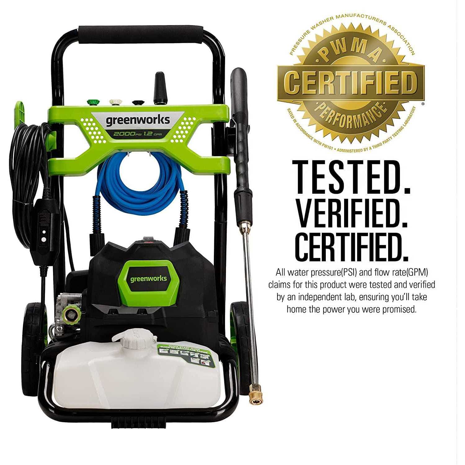 Greenworks Premium 2000 PSI 1.2 GPM Electric Pressure Washer