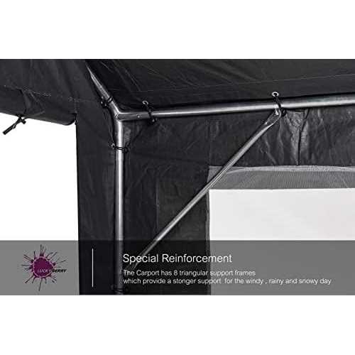 Luckyberry 10’x 20′ Heavy Duty Carport with Roll-up Ventilated Windows