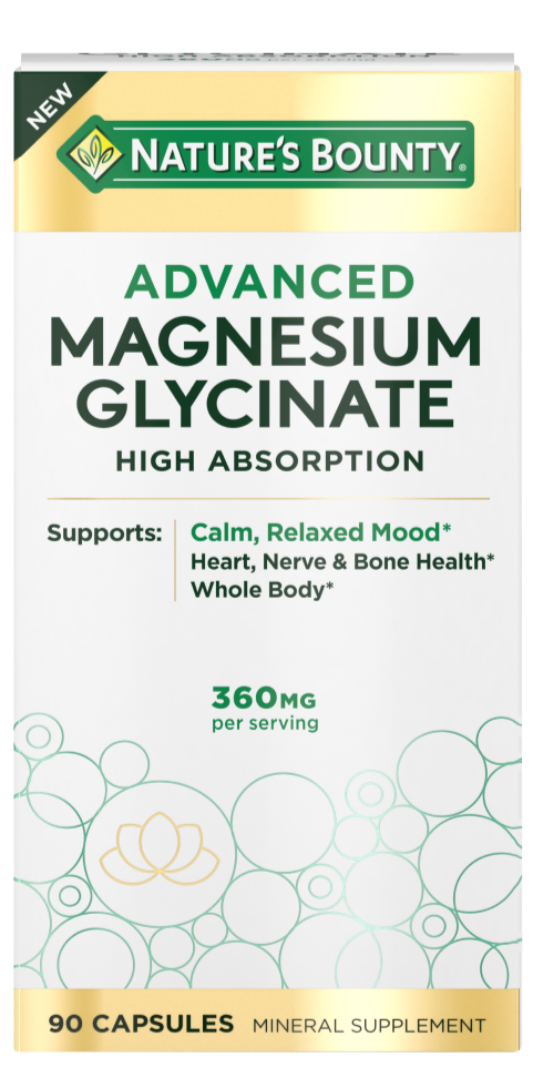 Nature's Bounty Advanced Magnesium Glycinate, 360 mg, 90 Capsules