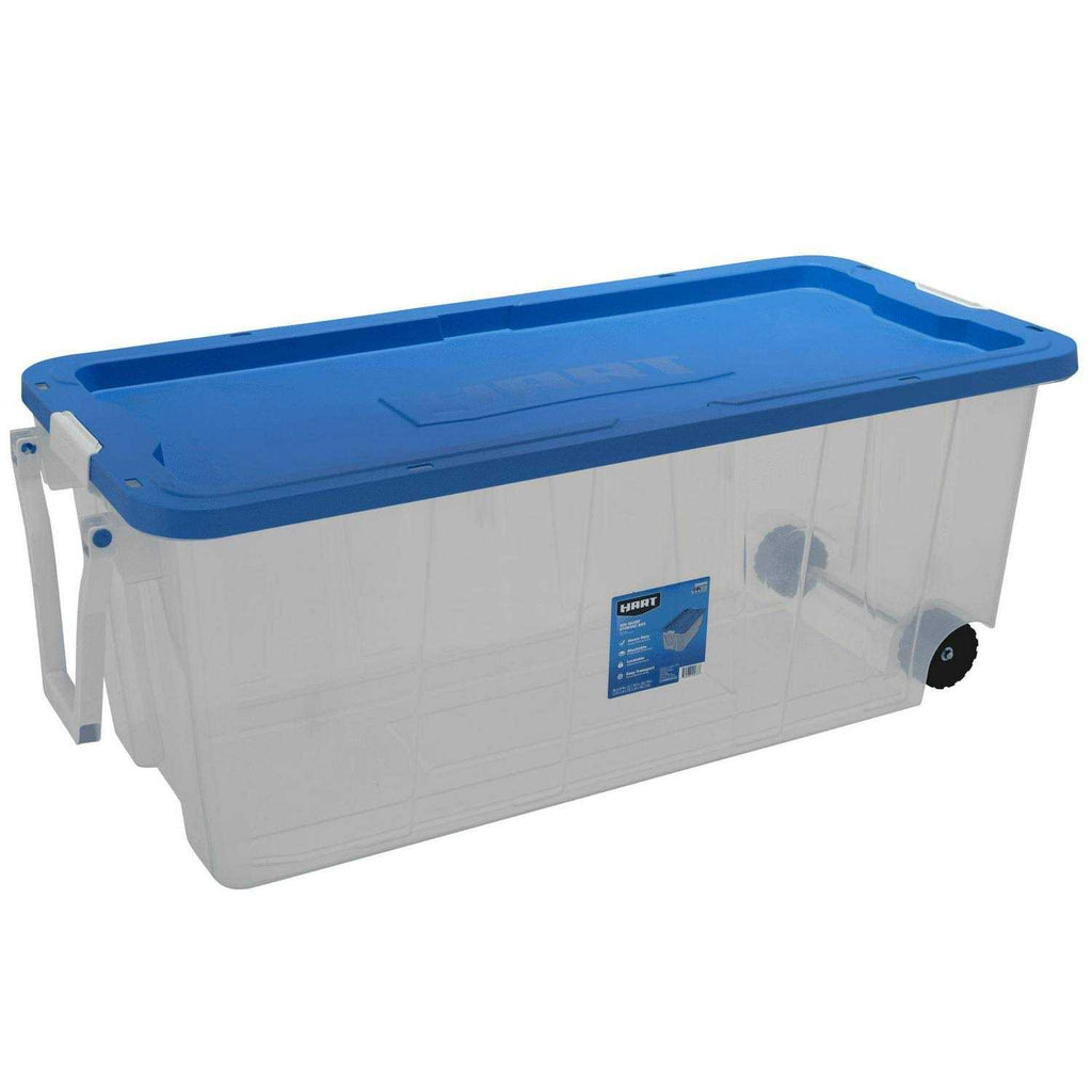 Hart 200 Quart Latching Rolling Plastic Storage Bin Container W. Pull Handle