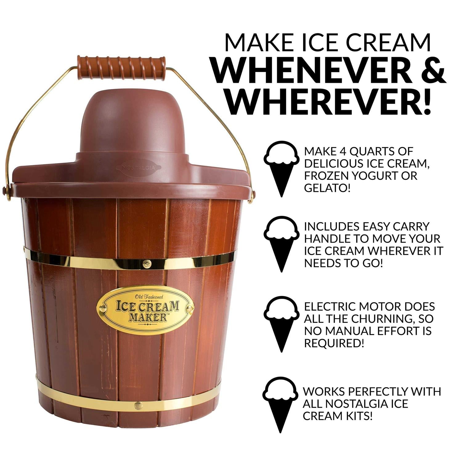 Nostalgia Electrics Vintage Collection 4-Quart Electric Ice Cream Maker