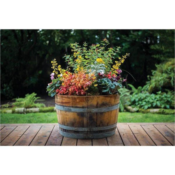 Real Wood Products 26 In. Half Oak Barrel Planter