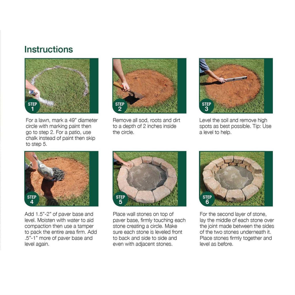 Oldcastle 43.5-in L x 43.5-in W x 12.5-in H Veranda Concrete Fire Pit Kit 308542