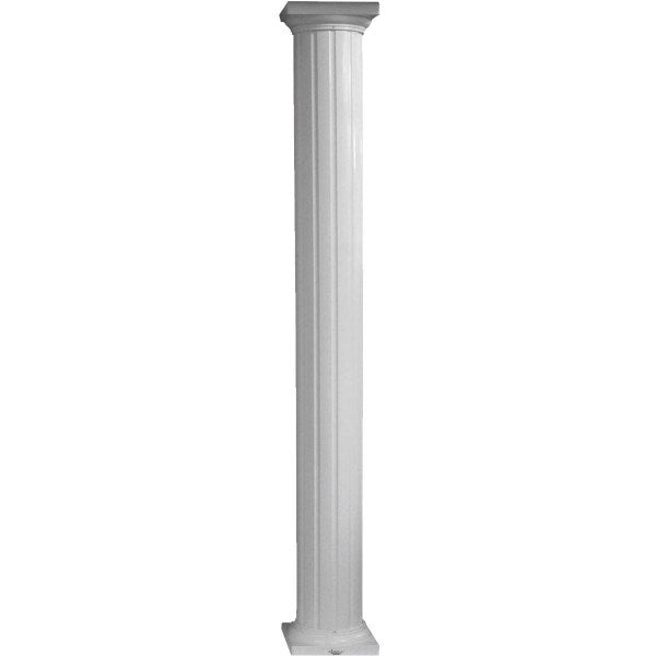 Crown Column 6 In. x 8 Ft. White Powder Coated Round Fluted Aluminum Column