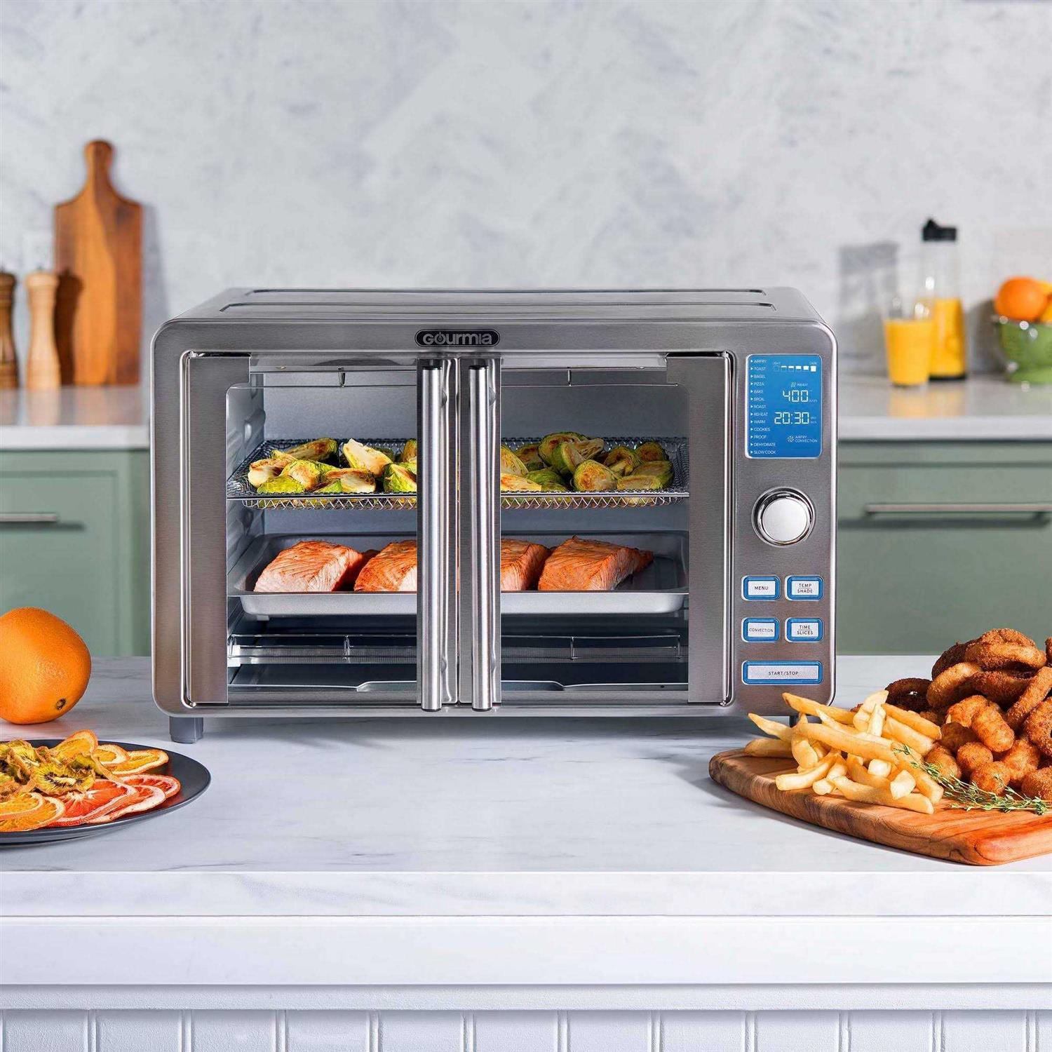 Gourmia 9-Slice Digital Air Fryer Oven with 14 One-Touch Cooking Functions and Auto French Doors