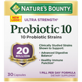 Nature's Bounty Probiotic 10, 20 Billion Live Probiotic Cultures, 30 Capsules