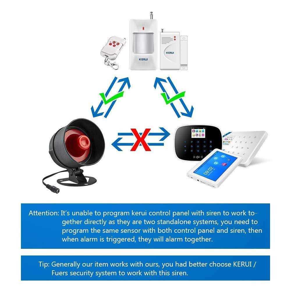 Kerui Upgraded Standalone Home Office Shop Security Alarm System Kit,Wireless Loud Indoor/Outdoor Weatherproof Siren Horn with Remote Control and