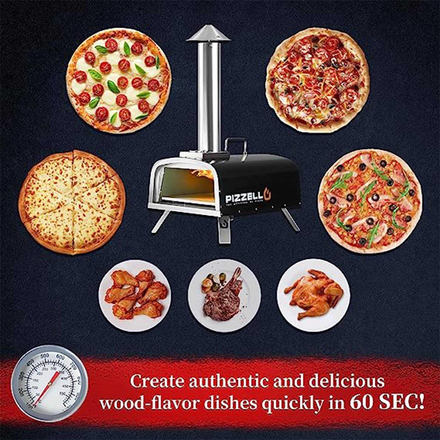 Pizzello Portable Pellet Pizza Oven Outdoor Wood Fired Pizza Ovens Included Pizza Stone