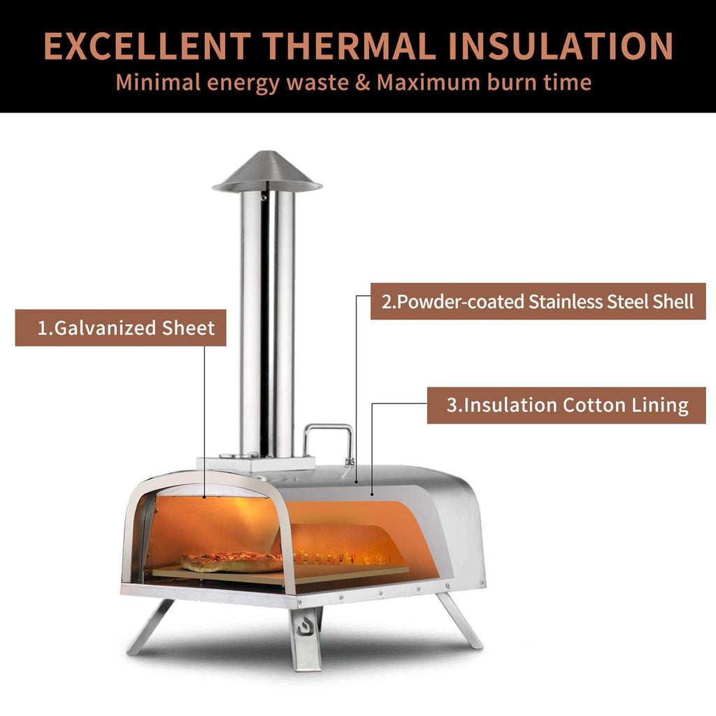Pizzello Portable Pellet Pizza Oven Outdoor Wood Fired Pizza Ovens Included Pizza Stone