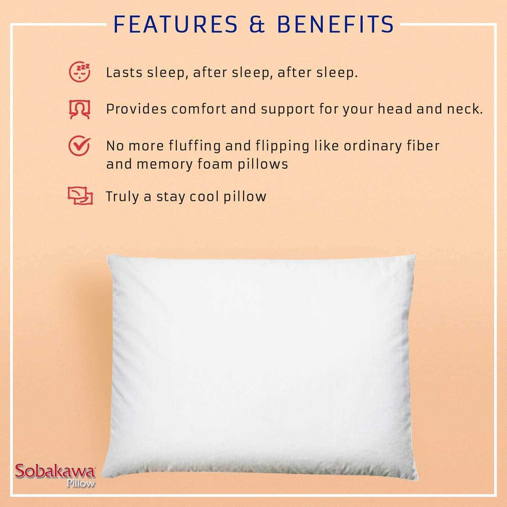Sobakawa Traditional Buckwheat Size Pillow Organic Cotton with Natural Technology for Cool Sleep, Neck Support for Back and Side Sleepers