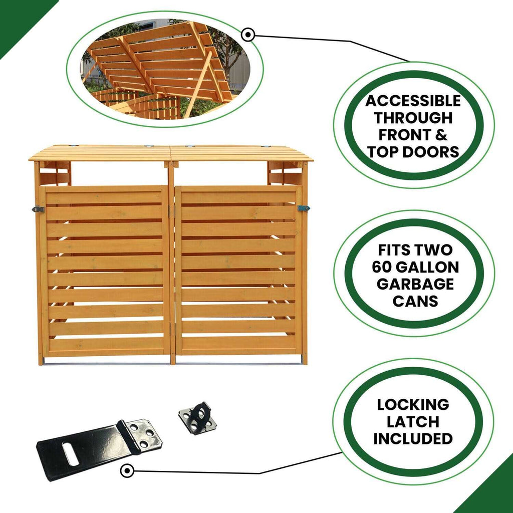 Hanover Outdoor 4.9 ft. x 4 ft. Wooden Trash Bin and Recyclables Storage Shed HANWS
