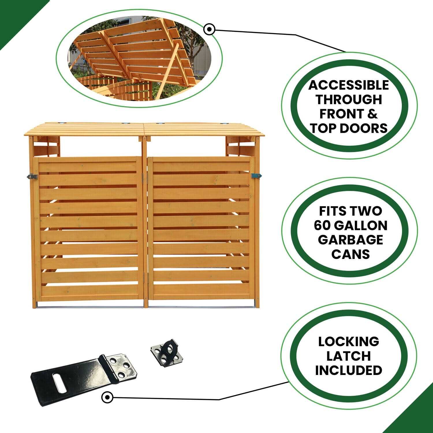 Hanover Outdoor 4.9 ft. x 4 ft. Wooden Trash Bin and Recyclables Storage Shed HANWS