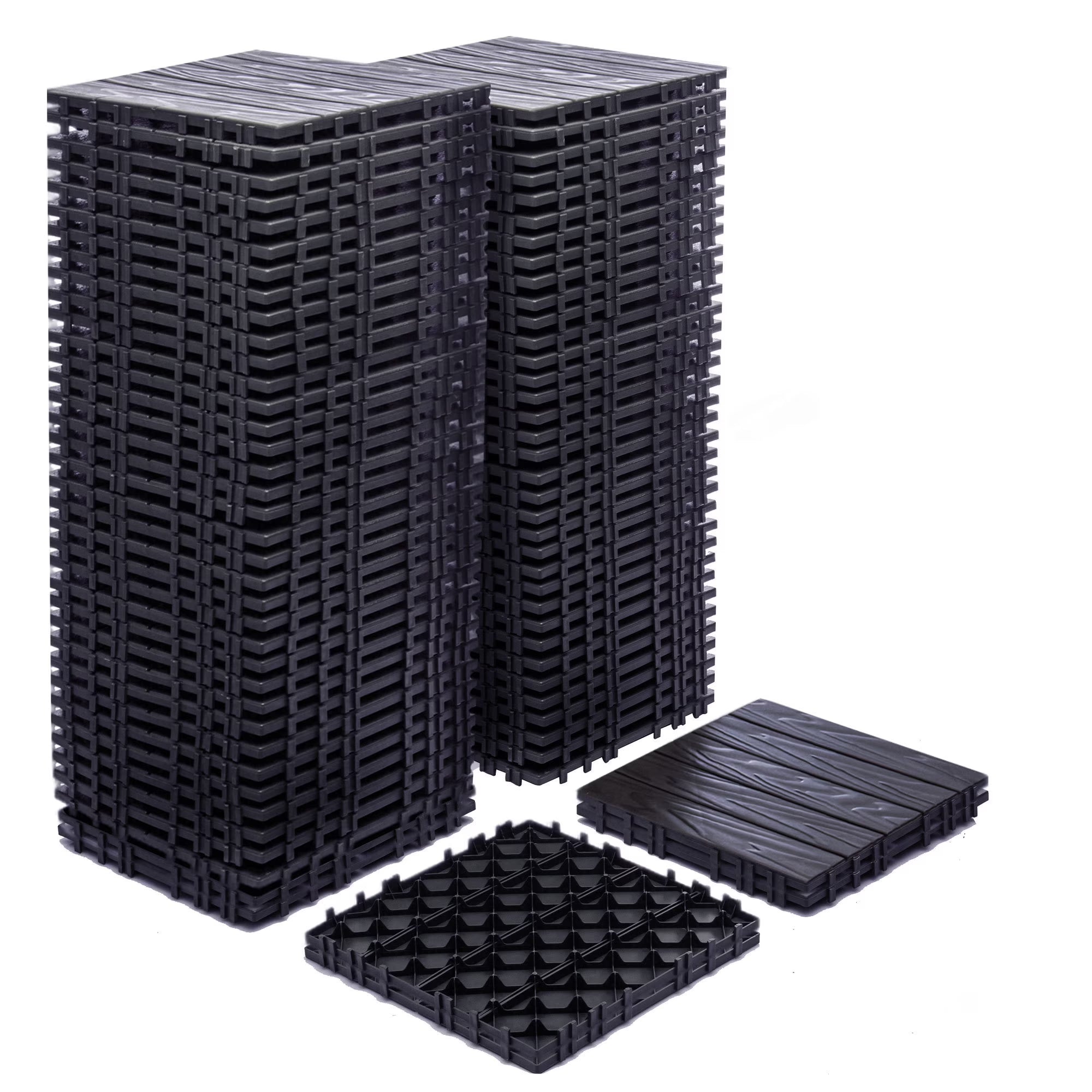 76-Pack Plastic Interlocking Deck Tiles - 68.80 Sq.Ft Outdoor Plastic Flooring Super Durable & Waterproof All-Weather Indoor/Outdoor