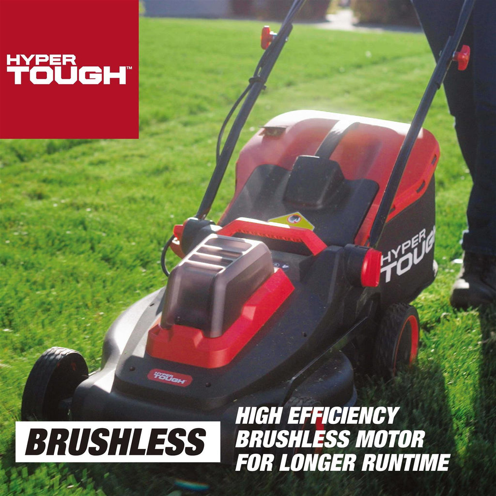 Hyper Tough 40V 18-inch Battery Powered Brushless Push Mower Kit