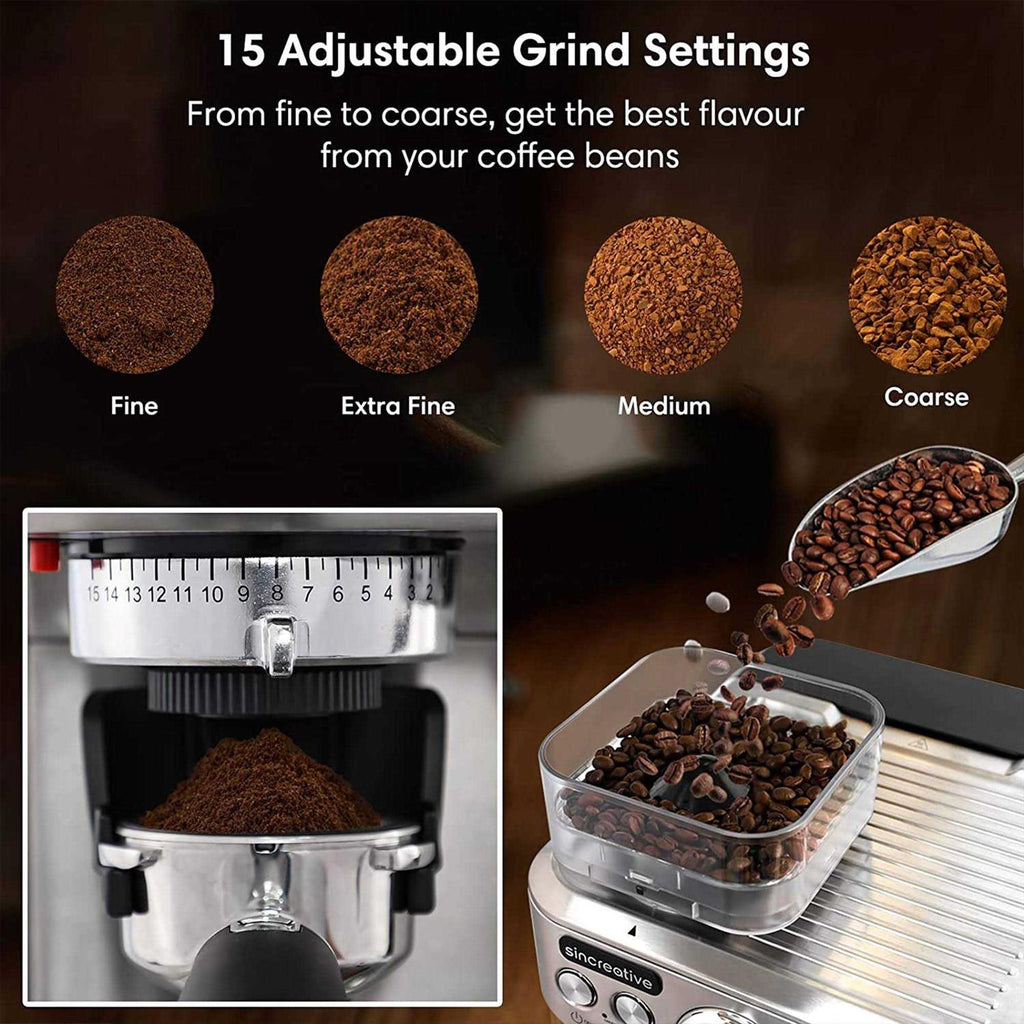 Sincreative 20 Bar All in One Espresso Machine with Grinder and Milk Frother