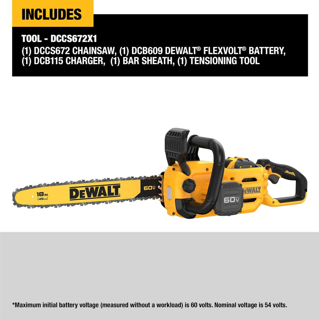DEWALT DCCS672X1 60V MAX Chainsaw 18 Brushless Cordless Kit