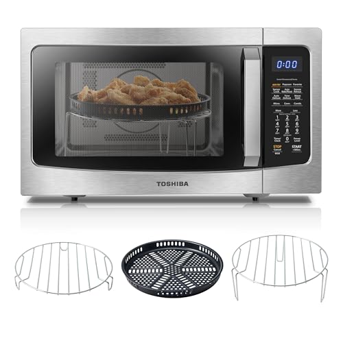 Toshiba Air Fryer Combo 4 in 1 Countertop Microwave Oven, Smart Sensor, Convection, Mute Function, Position Memory 13.6" Turntable, 1.5 Cu Ft, 1000W, Silver, ML EC42P(SS): Home & Kitchen