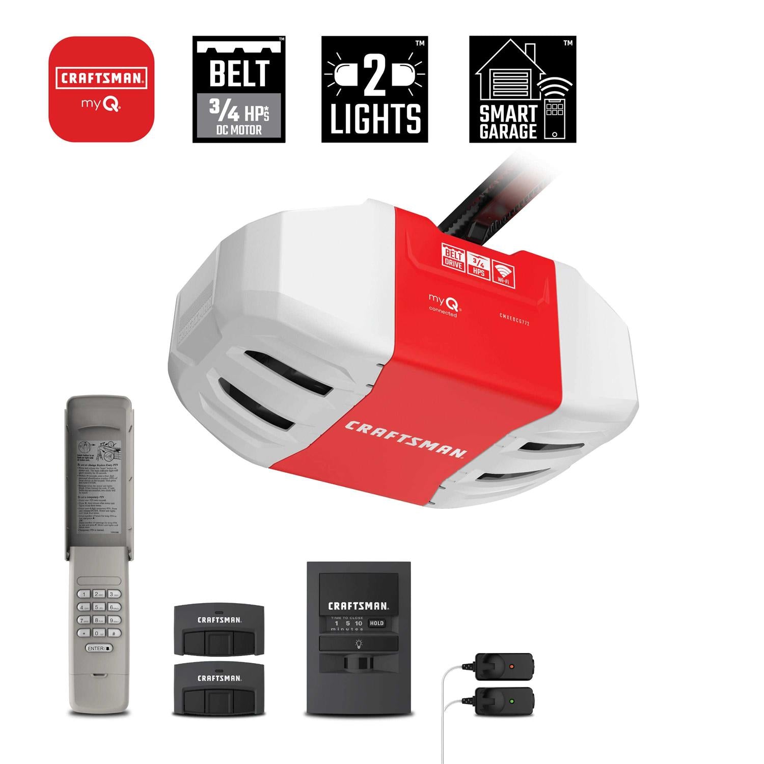 CRAFTSMAN 3/4 Hps myQ Smart Belt Drive Garage Door Opener Wi-fi Compatibility CMXEOCG772