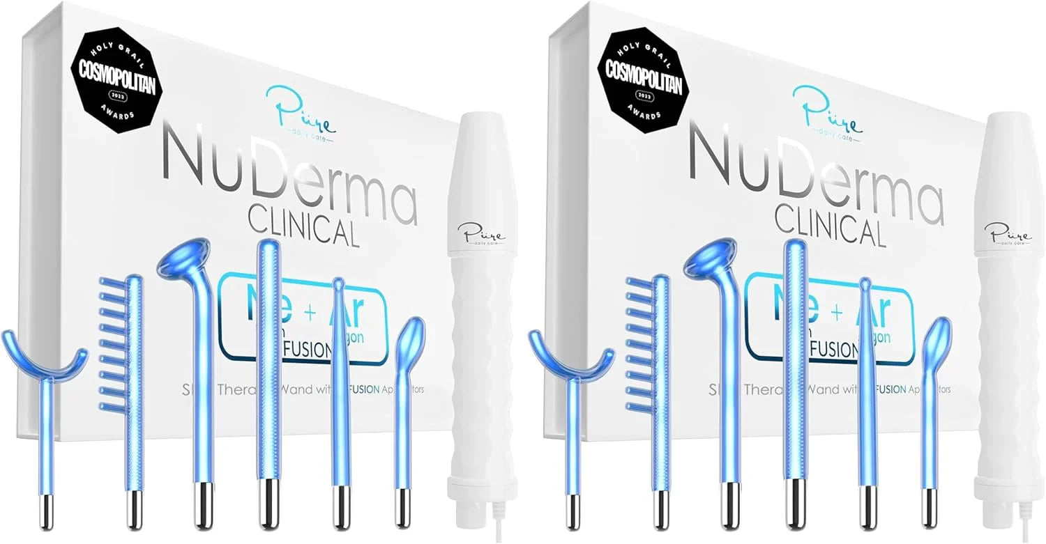 Pure Daily Care NuDerma Clinical Portable Skin Therapy Wand, Machine with 6 Fusion Neon
