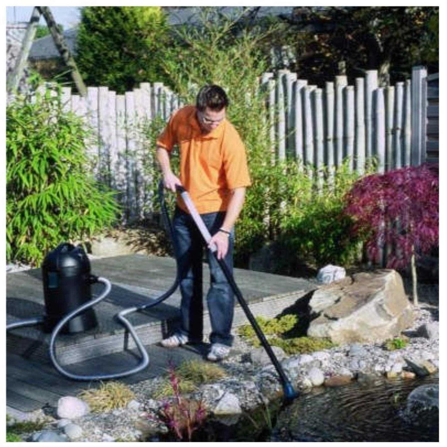 Half Off Ponds CleanSweep 1400 Pond Vacuum with a 13′ Intake Suction Hose, 4 Extension Tubes, 3 Vacuum Nozzles, a 6.5 Foot Output Hose, and a Debris