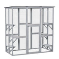 PawHut Wooden Catio Enclosure with Weather Protection, 6 Platforms, Outdoor, Large, 71" x 38.5" x 71"