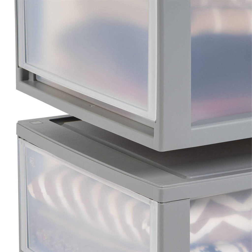 IRIS 29.5qt 2pk Compact Stacking Storage Plastic Drawer Organizer with Clear Doors