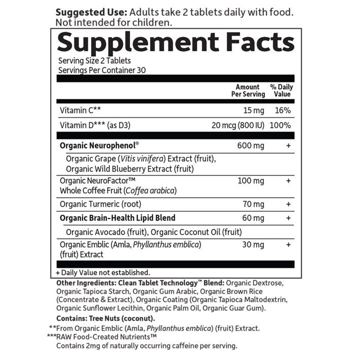 Garden of Life Dr. Formulated Memory & Focus For Adults 40+ 60 Tablets