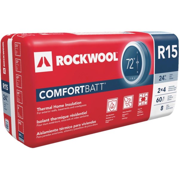 Rockwool Comfortbatt R-15 24 In. x 47 In. Stone Wool Insulation (8-Pack)