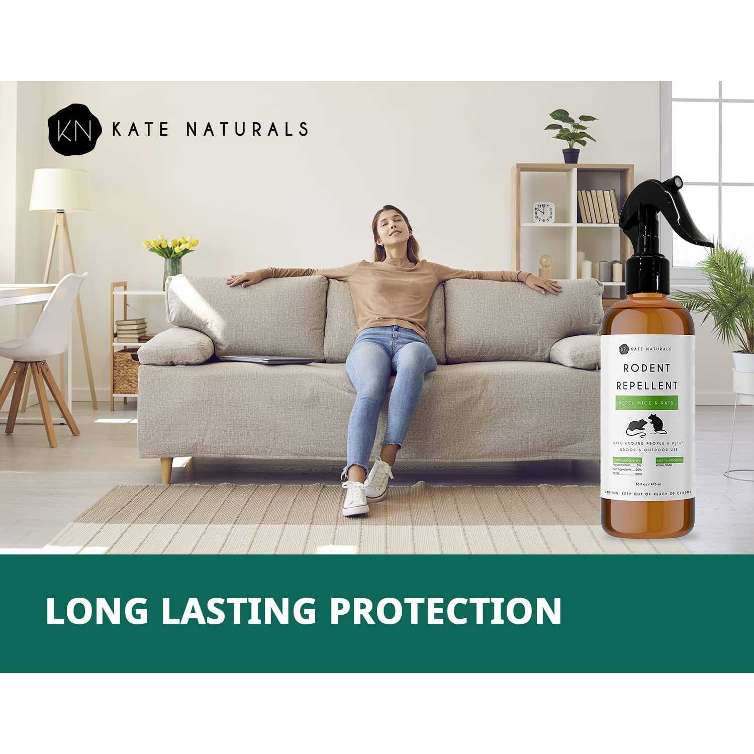 Rodent Repellent Spray with Peppermint Oil by Kate Naturals. Formulated with Peppermint Oil to Repel Mice and Rats. Non-Toxic Peppermint Spray