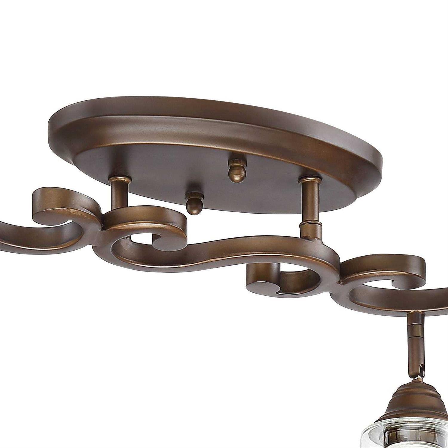 Pro Track Myrna 4-Head Ceiling or Wall Track Light Fixture Kit Directional Bronze Finish Glass Modern Scroll Kitchen 43 1/2 inch Wide