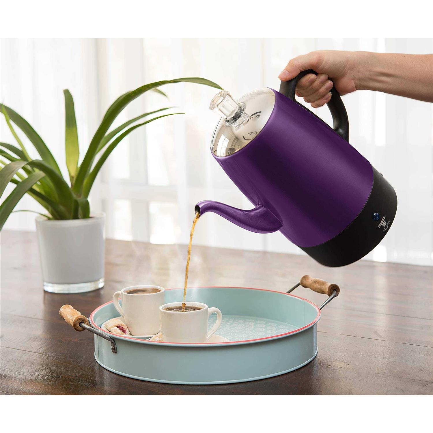 Moss & Stone Electric Coffee Percolator Body with Stainless Steel Lids Coffee