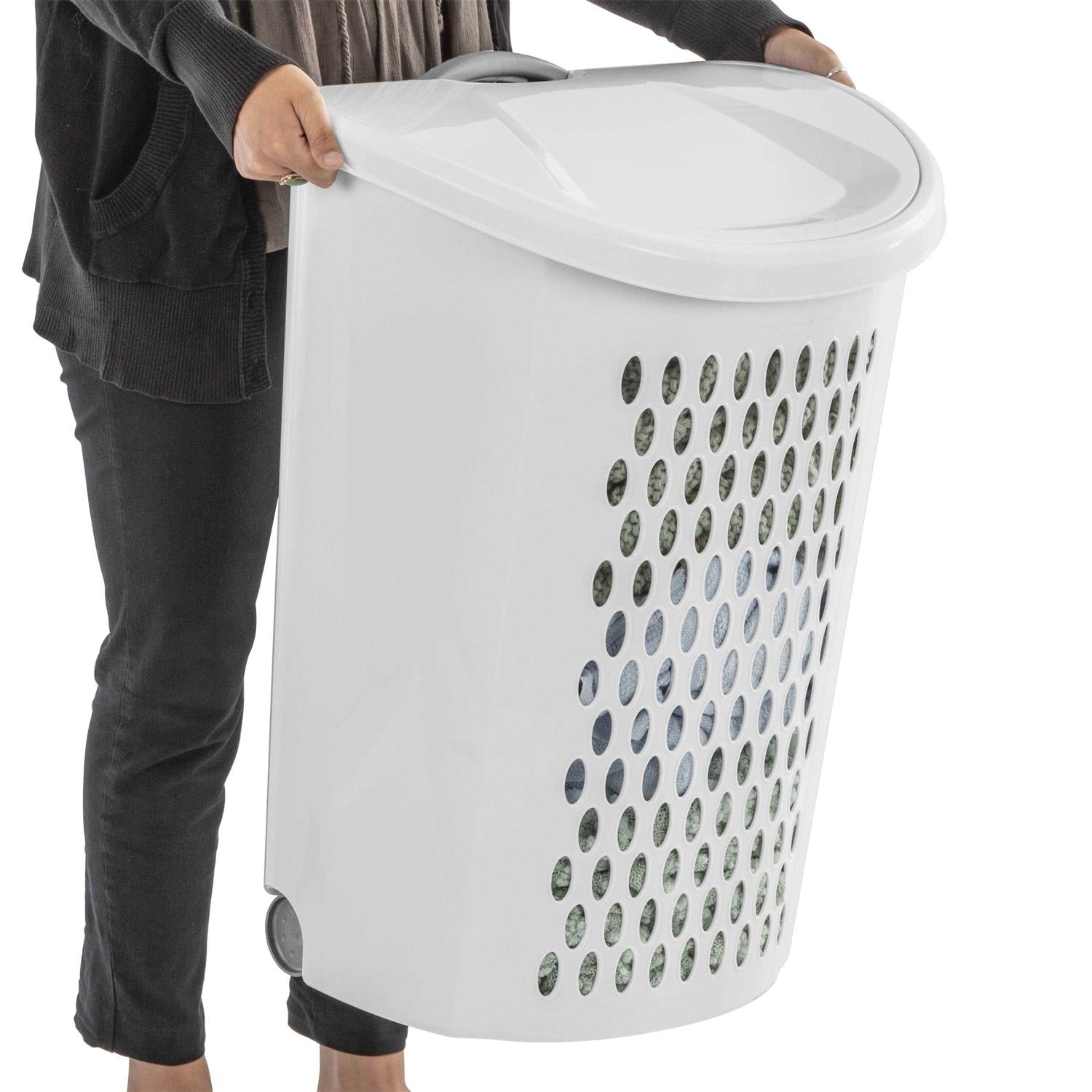 Sterilite Wheeled Hamper White