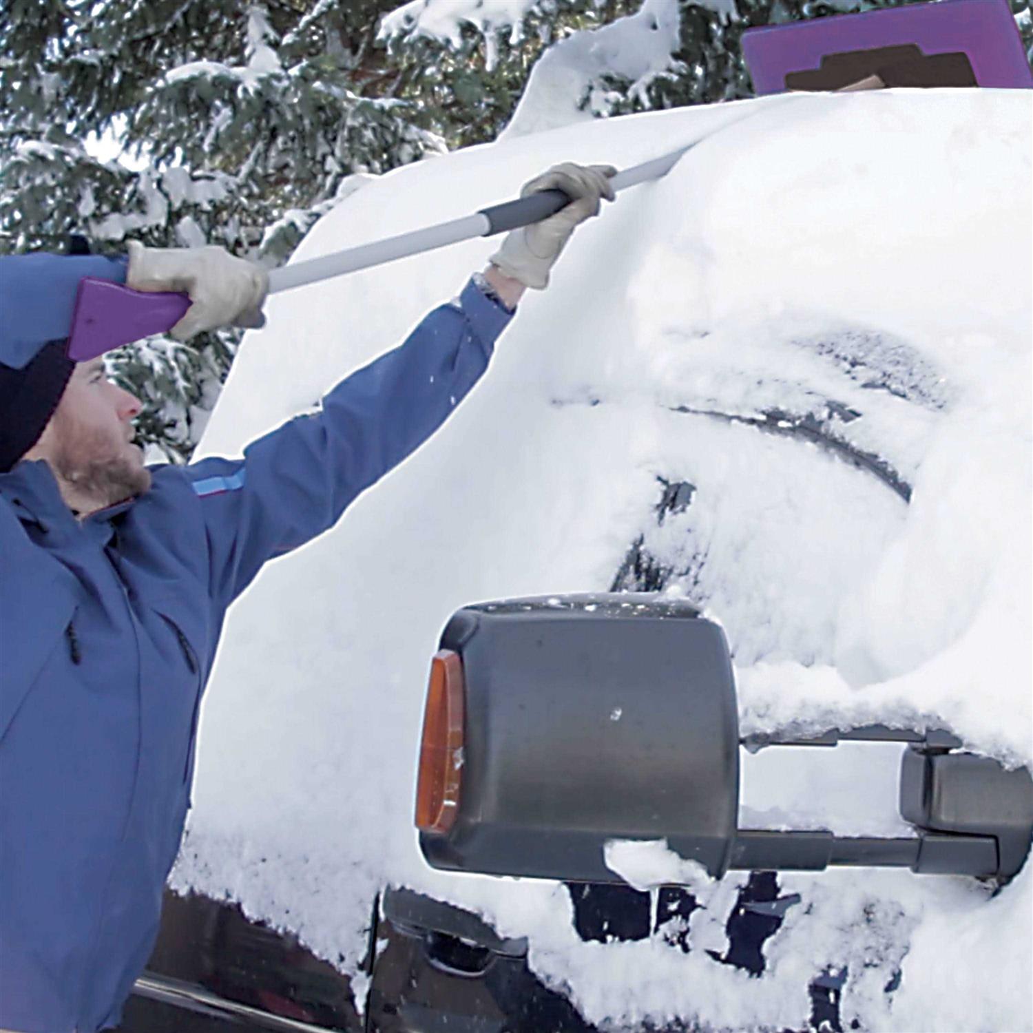 Snow Joe SJBLZD-ECM-LED-BLK 3-In-1 Telescoping Snow Broom Plus Ice Scraper