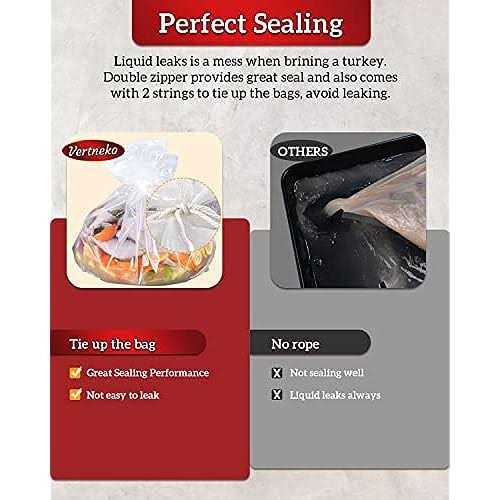 Turkey Brine Bags 26×22 2 Pack Holds up 35lbs Thicker Brining Bags with Double Zip Lock & 2 Cotton Strings