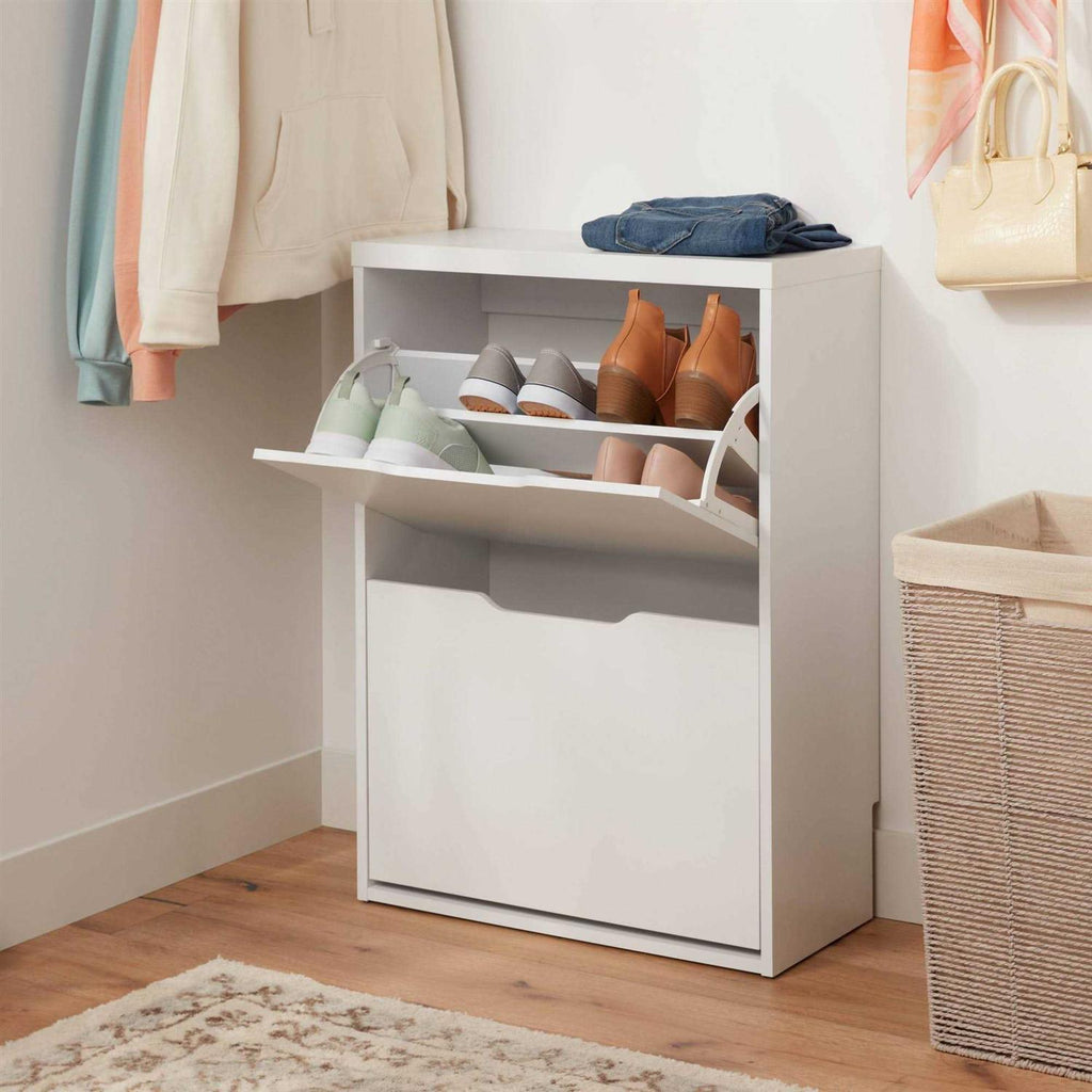 Brightroom Laminate Pivot Open Shoe Cabinet White