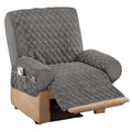 Collections Etc Diamond-Shape Quilted Stretch Recliner Cover with Storage Pockets and Elastic Straps