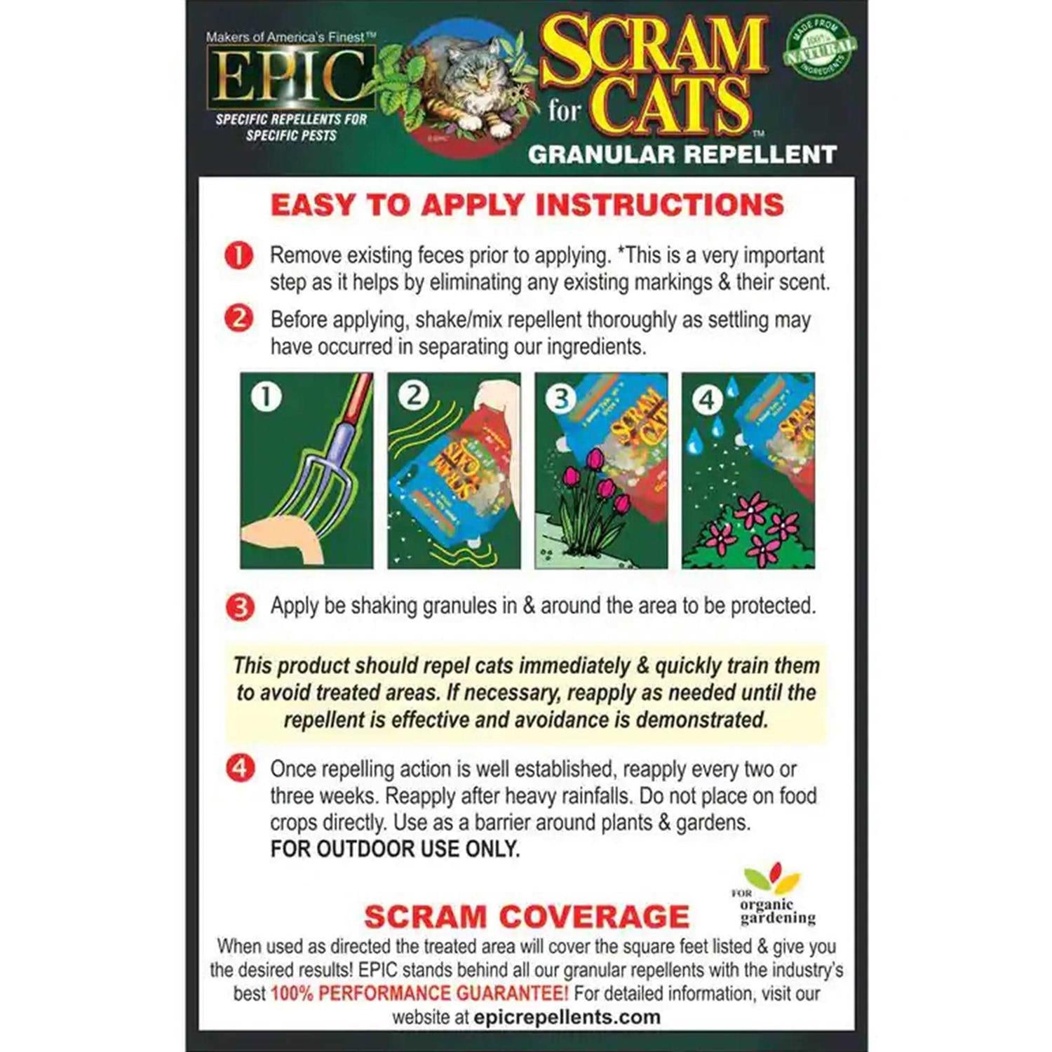Epic Scram for Cats Outdoor Organic All Natural Granular Repellent