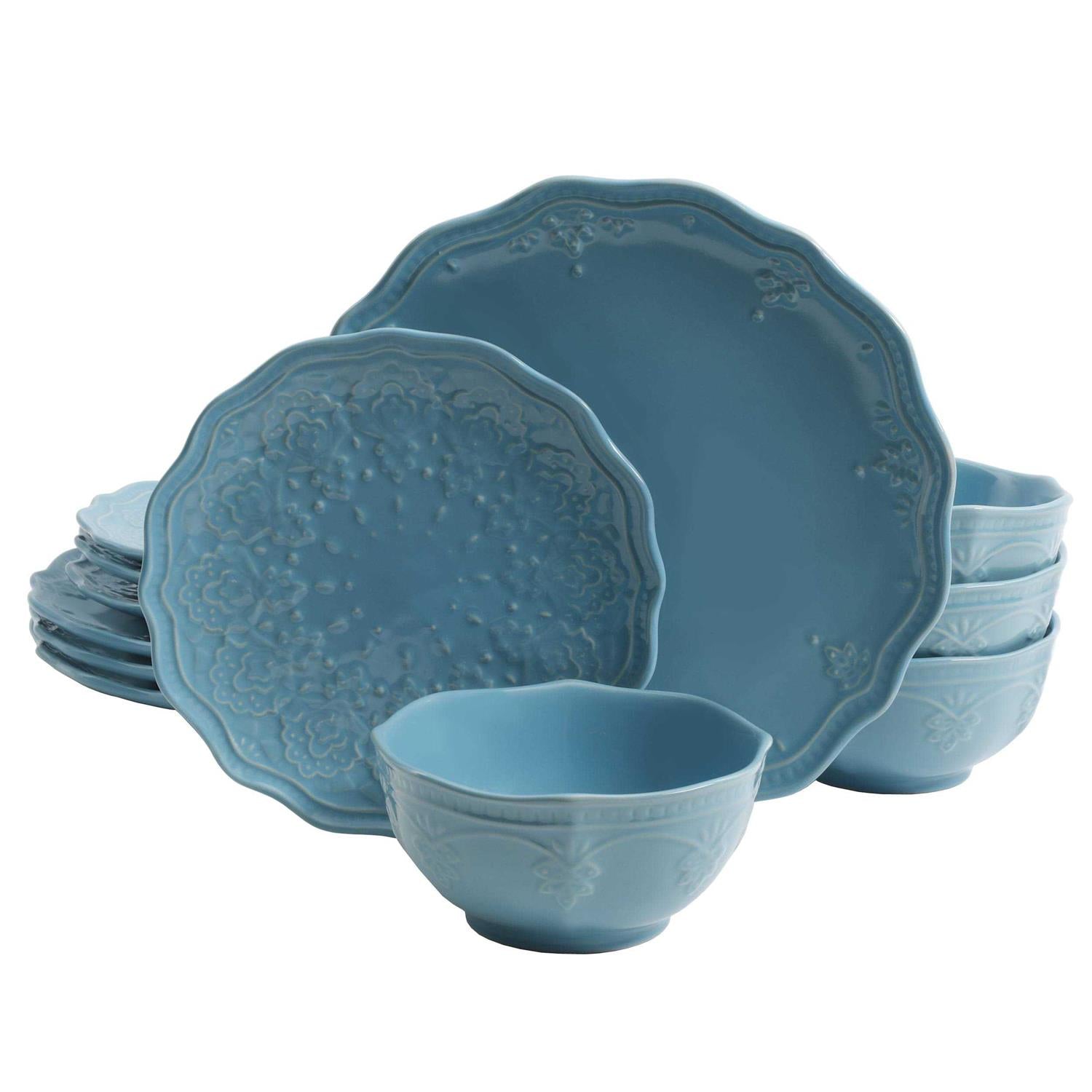 The Pioneer Woman Farmhouse Lace 12-Piece Dinnerware Set