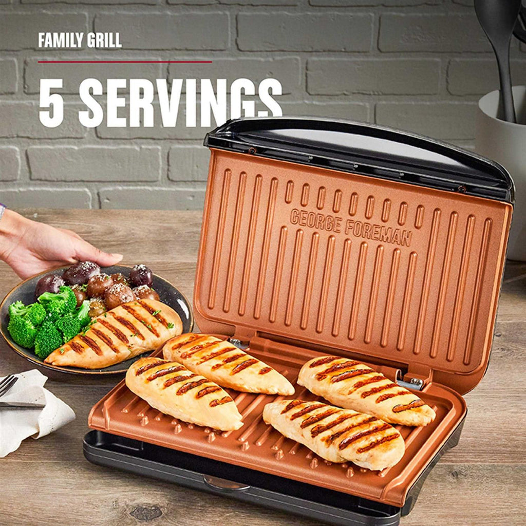 George Foreman Family Size 5 Serving Nonstick Compact Electric Indoor Grill