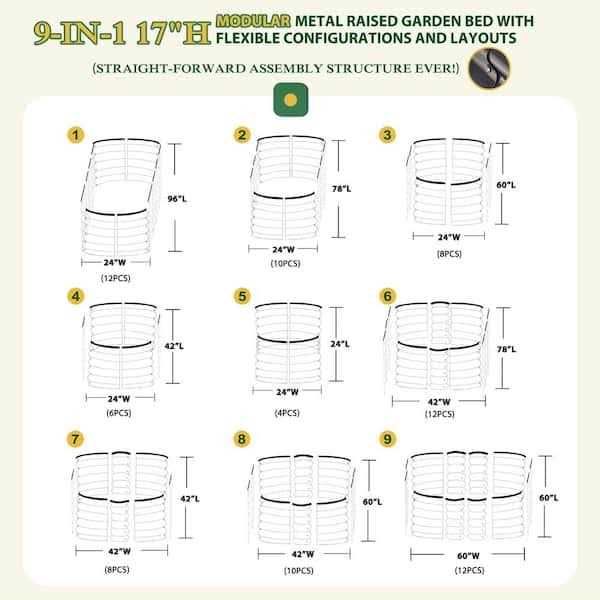 VEIKOUS 9-in-1 Modular Metal Raised Garden Bed Kit